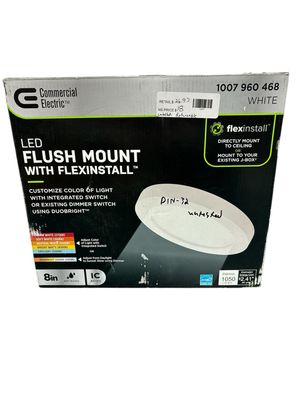 Commercial Electric Flexinstall LED 8 in. White Disklight Recessed Ceiling Light for Home with 5CCT + DuoBright Dimming 92019 .