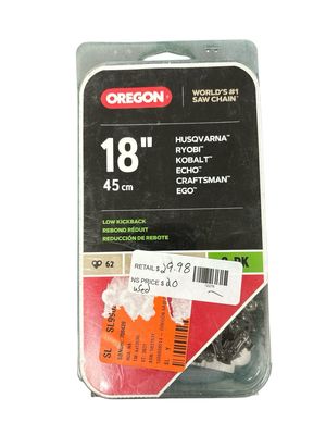 Oregon S62 Chainsaw Chain for 18 in. Bar, Fits Husqvarna, Echo, Poulan, Craftsman, Homelite and More (2-Pack) S62T-21 .