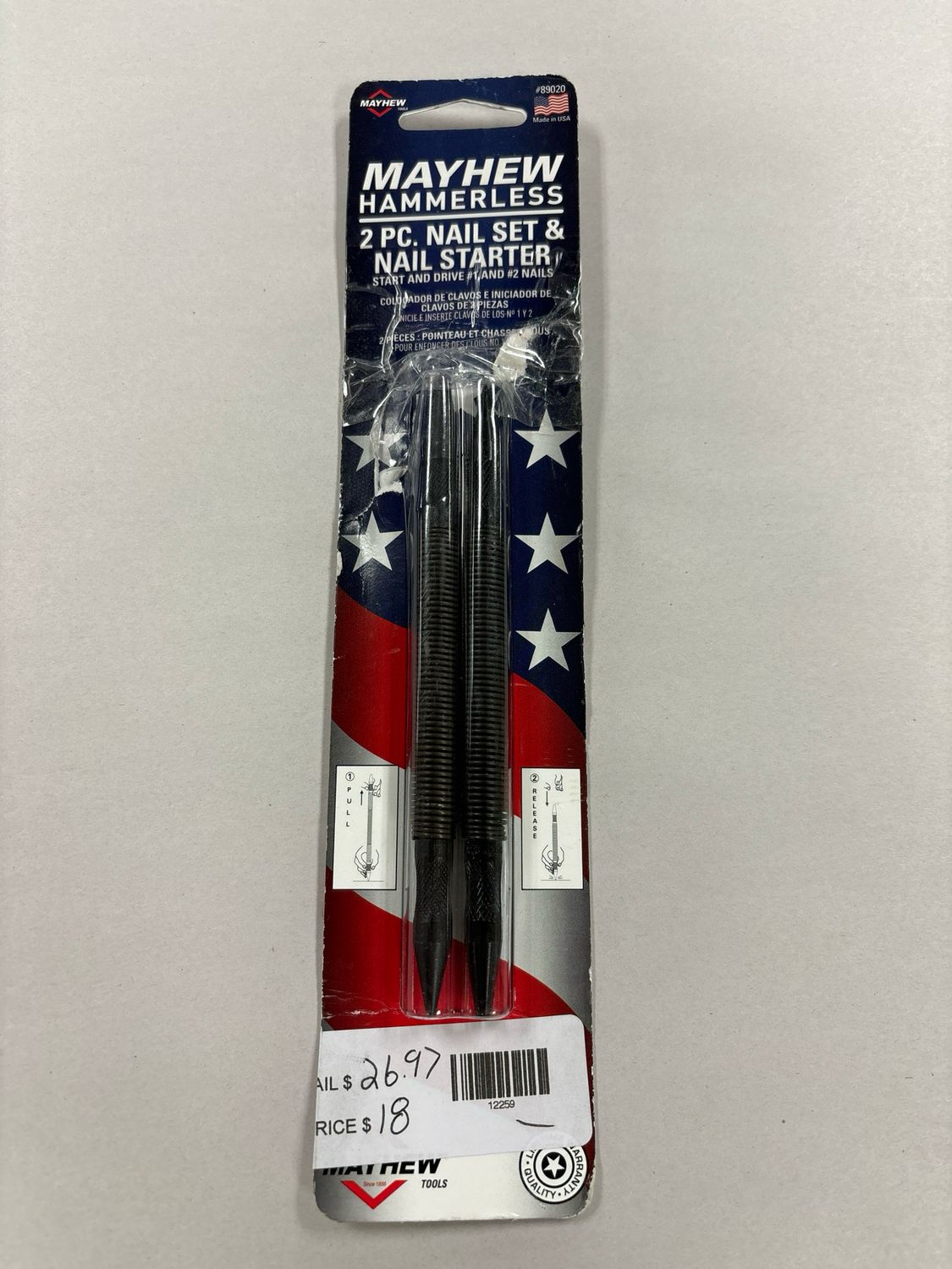 Mayhew Hammerless #1 and #2 Nail Starter and Nail Set Combo 89020