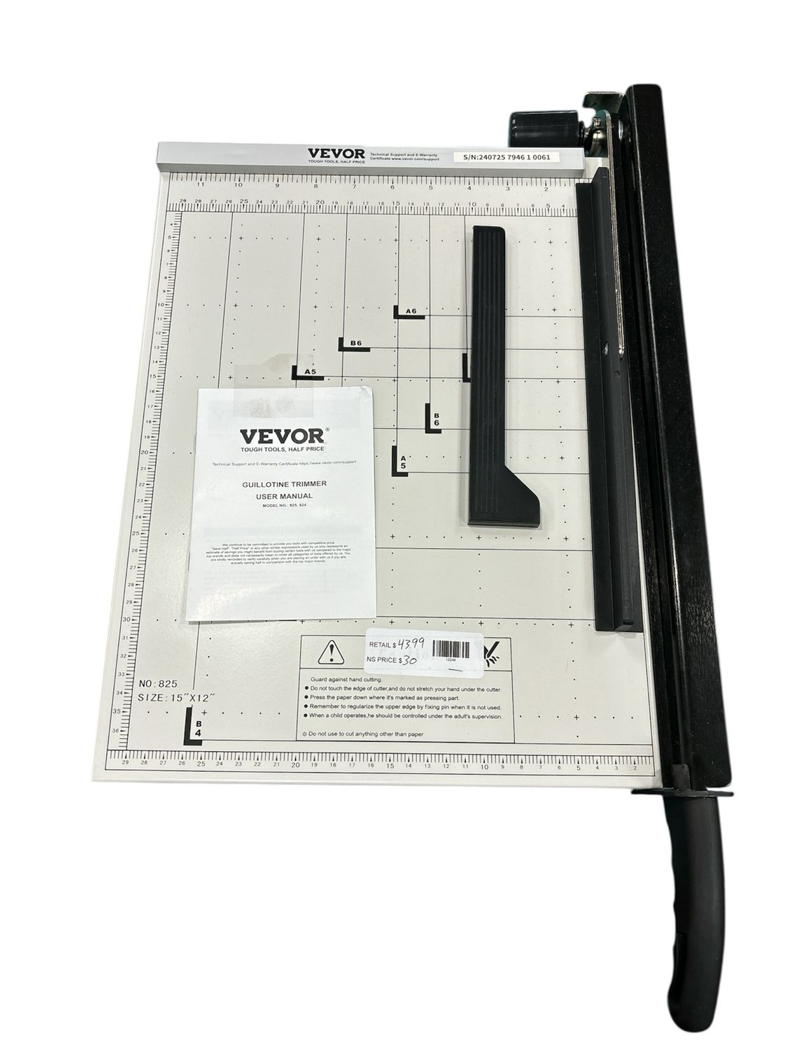 VEVOR Paper Cutter Guillotine Trimmer 15 in. Tile Cutter with Steel Blade and Handle Grip SDQZJZXQZJ15AQ68NV0