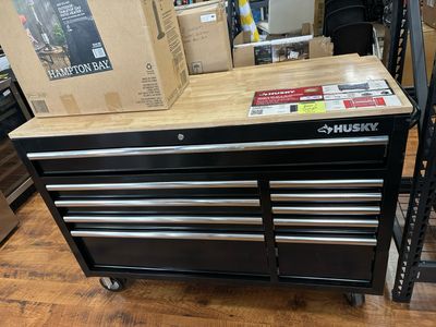 Husky Modular Tool Storage 52 in. W x 20 in. D Standard Duty Black Mobile Workbench Cabinet H52MWC10MOD