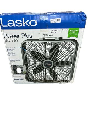 Lasko 20 in. 3 Speeds Box Fan in Gray with Weather-Shield Design for Window Use, Energy Efficent, Carry Handle, Steel Body B20540