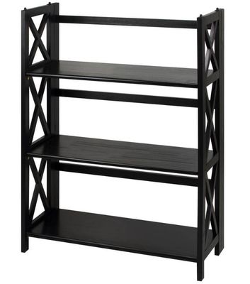 Casual Home 38 in. Black Wood 3-shelf Etagere Bookcase with Open Back 301-32