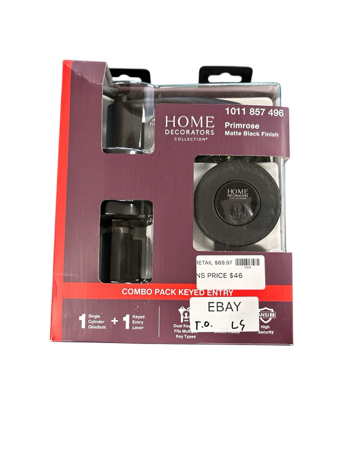 Home Decorators Collection Primrose Matte Black Single Cylinder Door Lever Combo Pack Featuring Dual Keyway MS9X9D11SJYYCXJ