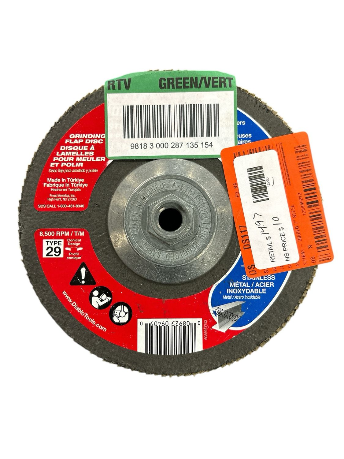 DIABLO 7 in. 80-Grit Steel Demon Grinding and Polishing Max-Flap Wheel with 5/8 in.-11 HUB and Type 29 Conical Design DCX070080B01F