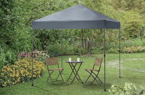 Everbilt 8 ft. X 8 ft. Grey Straight Leg Instant Canopy Pop Up Tent Sto-N-Go CL64B SNG