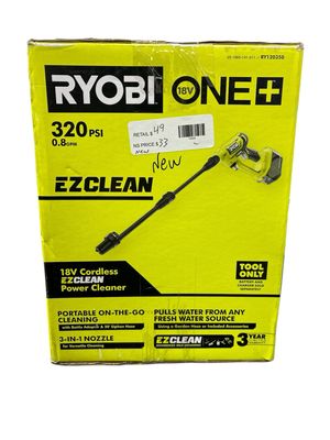 RYOBI ONE+ 18V EZClean 320 PSI 0.8 GPM Cordless Battery Cold Water Power Cleaner (Tool Only) RY120350 .