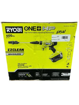 RYOBI ONE+ HP 18-Volt Brushless EZClean 600 PSI 0.7 GPM Cordless Electric Power Cleaner w/ 4.0Ah Battery, Charger, Accessories RY121860K