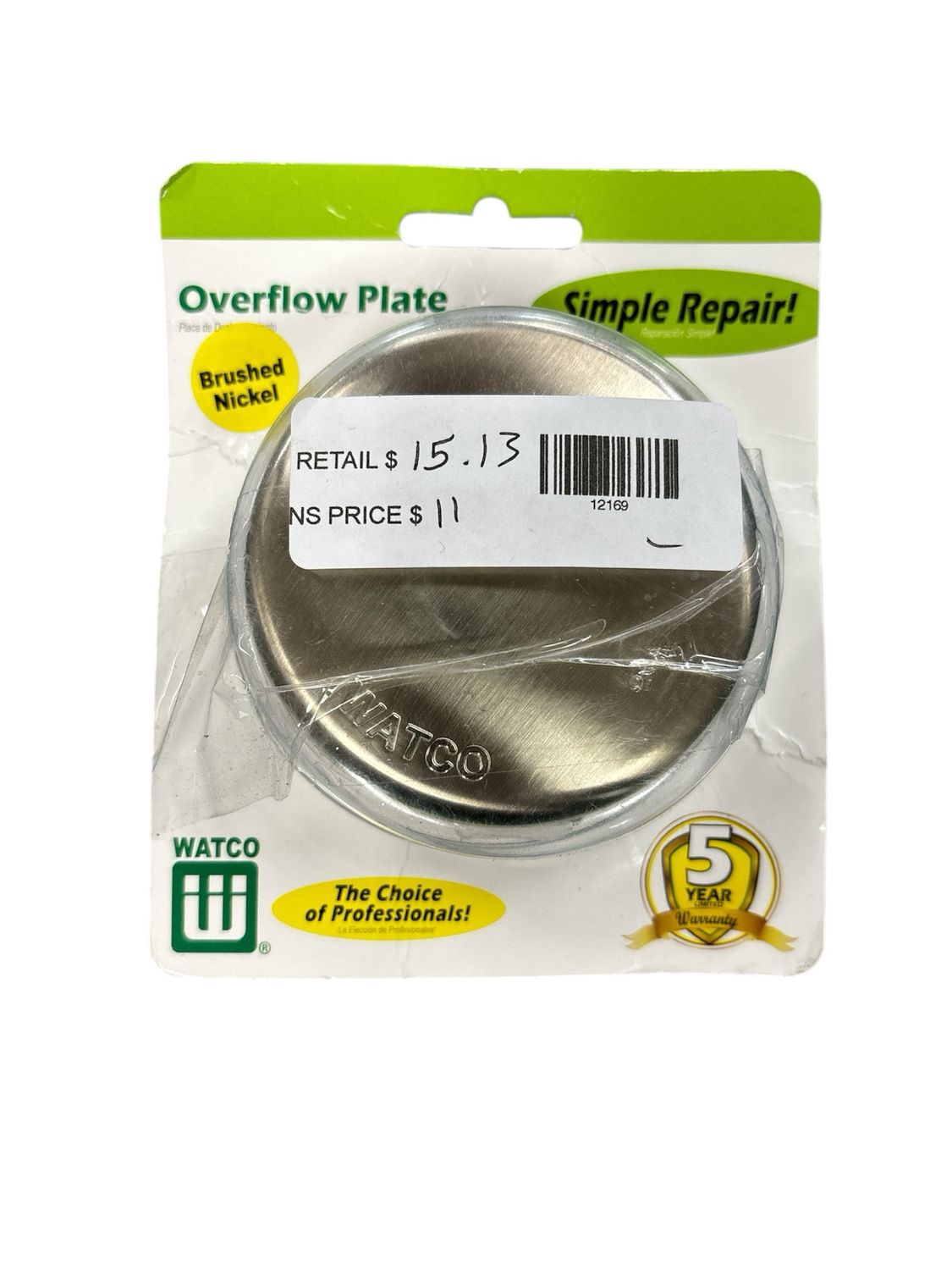 Watco Innovator Snap-On Bathtub Overflow Plate Kit in Brushed Nickel 18009-BN