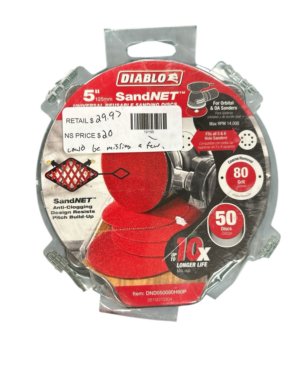 DIABLO 5 in. 80-Grit SandNet Disc with Free Application Pad (50-Pack)