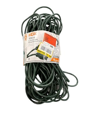 HDX 100 ft. 16/3 Indoor/Outdoor Extension Cord, Green AW62665  .
