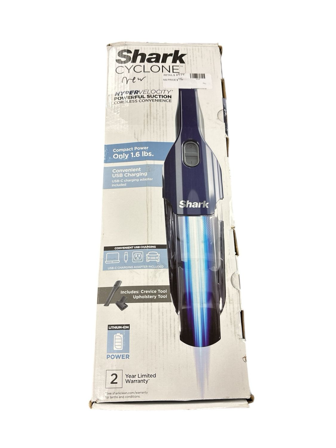 Shark Cyclone PET Bagless Cordless Washable Filter Handheld Vacuum with Pet Hair Tool HyperVelocity Suction in Blue CH701