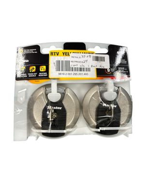 Master Lock Heavy Duty Outdoor Shrouded Padlock with Key, 3-1/8 in. Wide, 2 Pack M50XTCCSEN