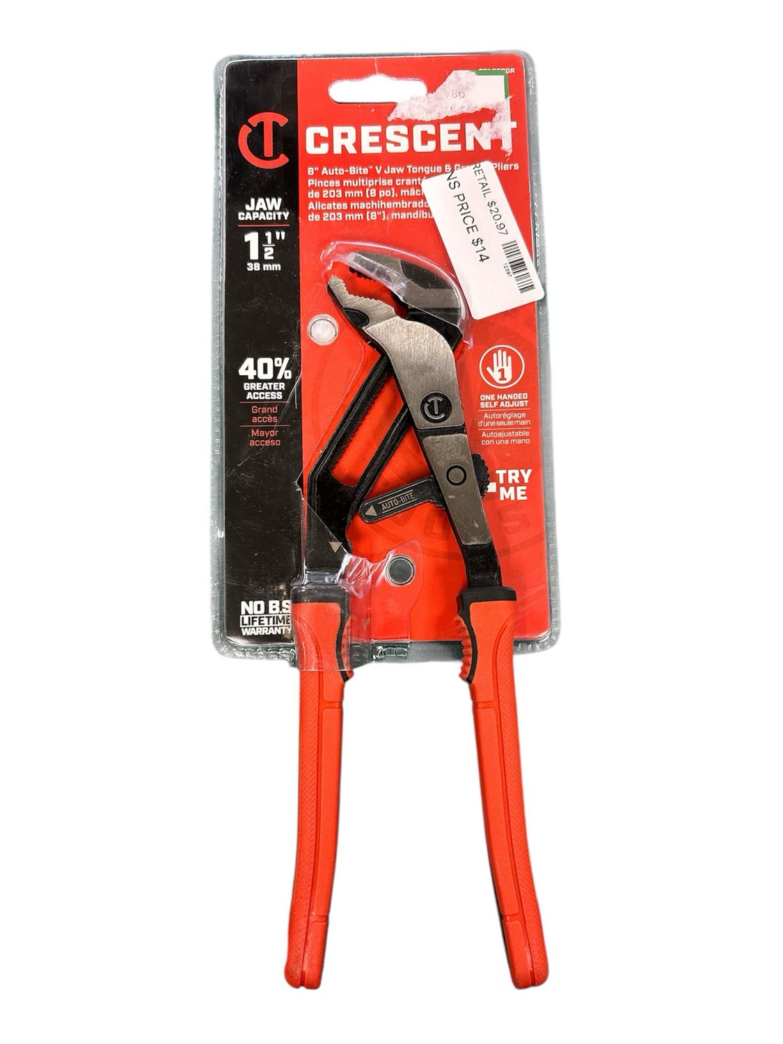Crescent Z2 Auto-Bite 8 in. V-Jaw Tongue and Groove Dual Material Grip Pliers With Quick Adjust Jaws RTAB8CG