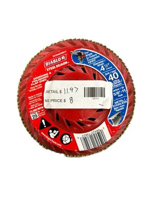 DIABLO 4-1/2 in. 40-Grit Steel Demon Grinding and Polishing Flap Disc with Integrated Speed Hub DCX045040B01F