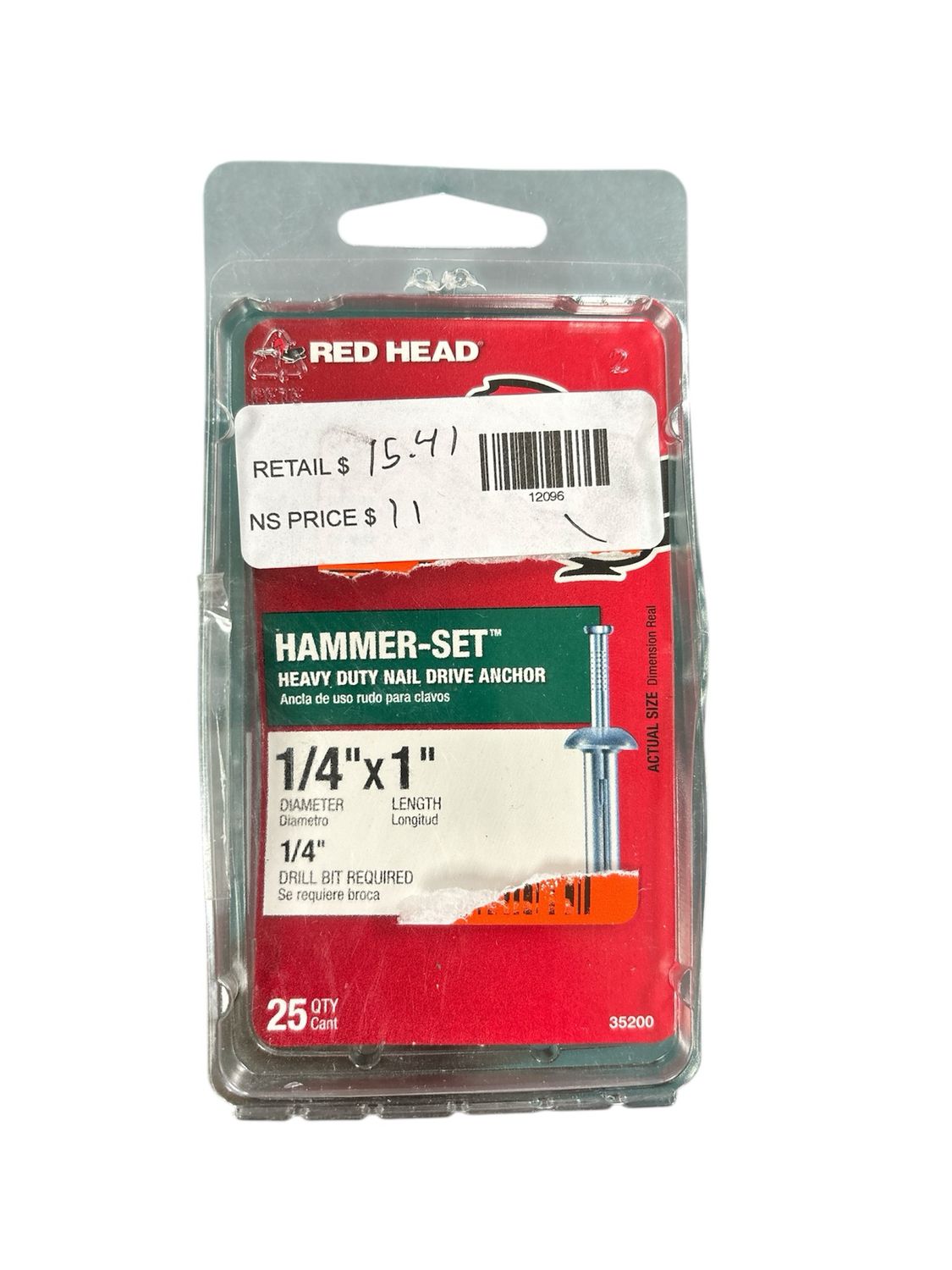 Red Head 1/4 in. x 1-1/2 in. Hammer-Set Nail Drive Concrete Anchors (15-Pack) 35203