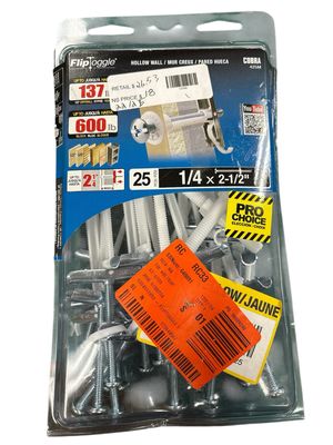 FLIPTOGGLE Fliptoggle 1/4 in. x 2-1/2 in. Plastic with Screw Philips and Slot Head 209lbs. Toggle Bolt (25-pack) 425M