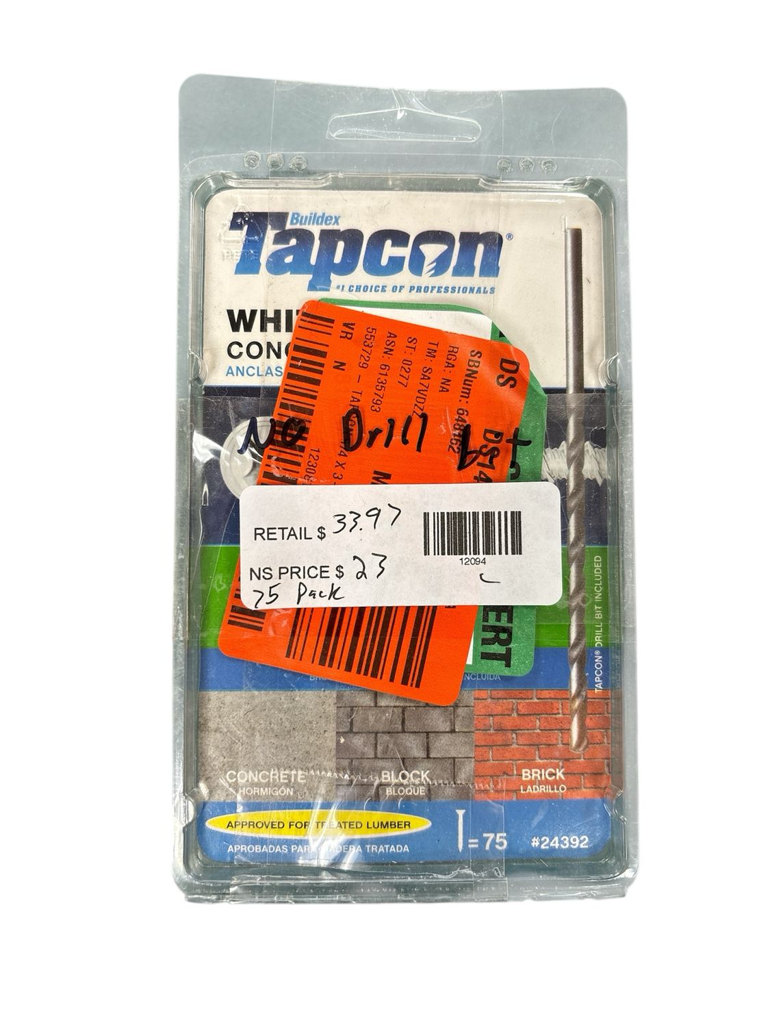 Tapcon 1/4 in. x 3-3/4 in. Ultra-Shield White Phillips Flat-Head Concrete Anchors (75-Piece) 24392