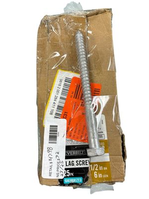 Everbilt 1/2 in. x 6 in. Hex Galvanized Lag Screw (25-Pack) 803990