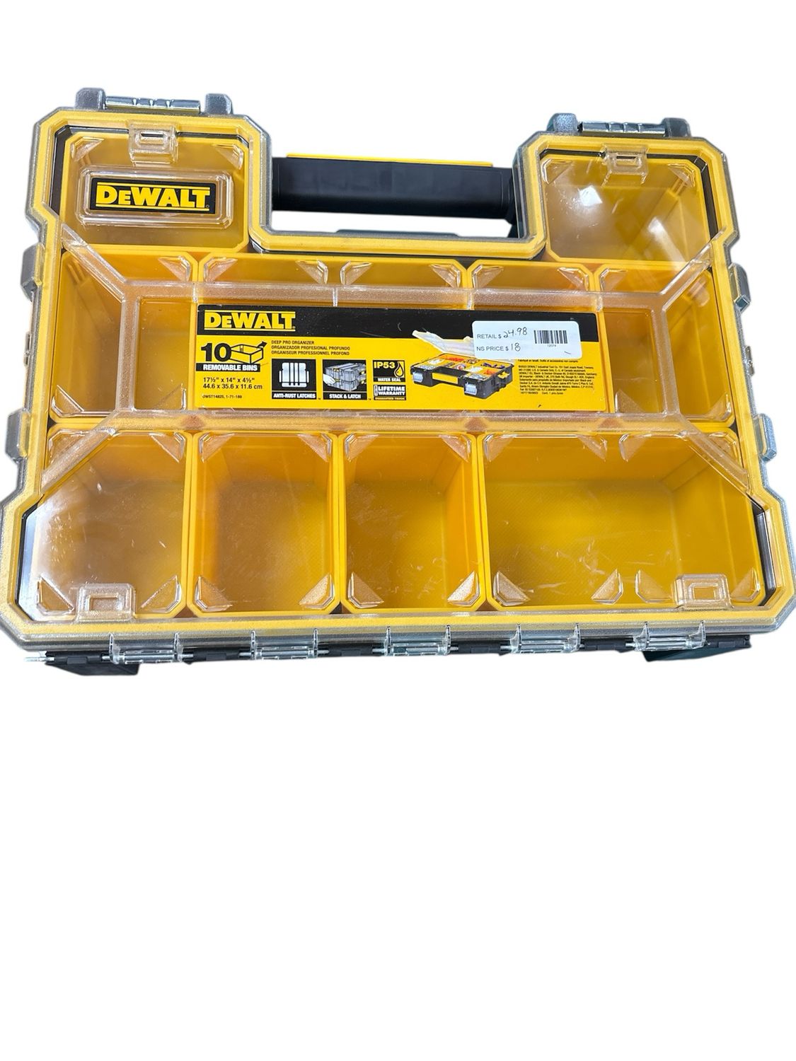 DEWALT Plastic 10-Compartment Deep Pro Small Parts Organizer DWST14825 .