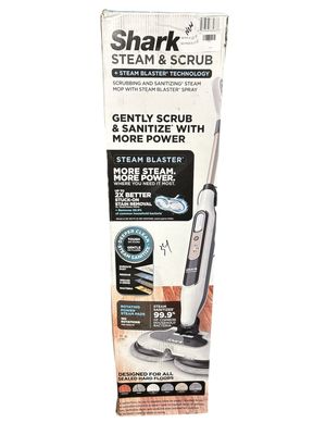 Shark Steam and Scrub Corded Steam Mop and Cleaner for Hard Floors White with Steam Blaster Technology that scrubs sanitizes S8201