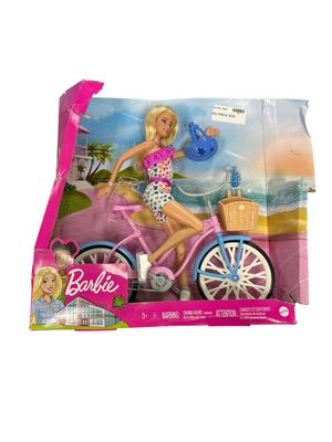New Mattel BARBIE In Box- NIB Bicyclin Girl With Bike-Basket-&amp; Helmet