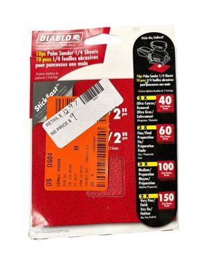 DIABLO 4-1/2 in. x 4-1/2 in. Assorted 1/4 Sanding Sheets DCS045VGPP10G