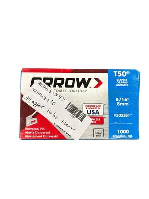 Arrow T50 5/16 in. Leg x 3/8 in. 508SS1 Medium Crown, 20-Gauge, Heavy-Duty, Stainless Steel Staples (1,000-Pack) 505SS1