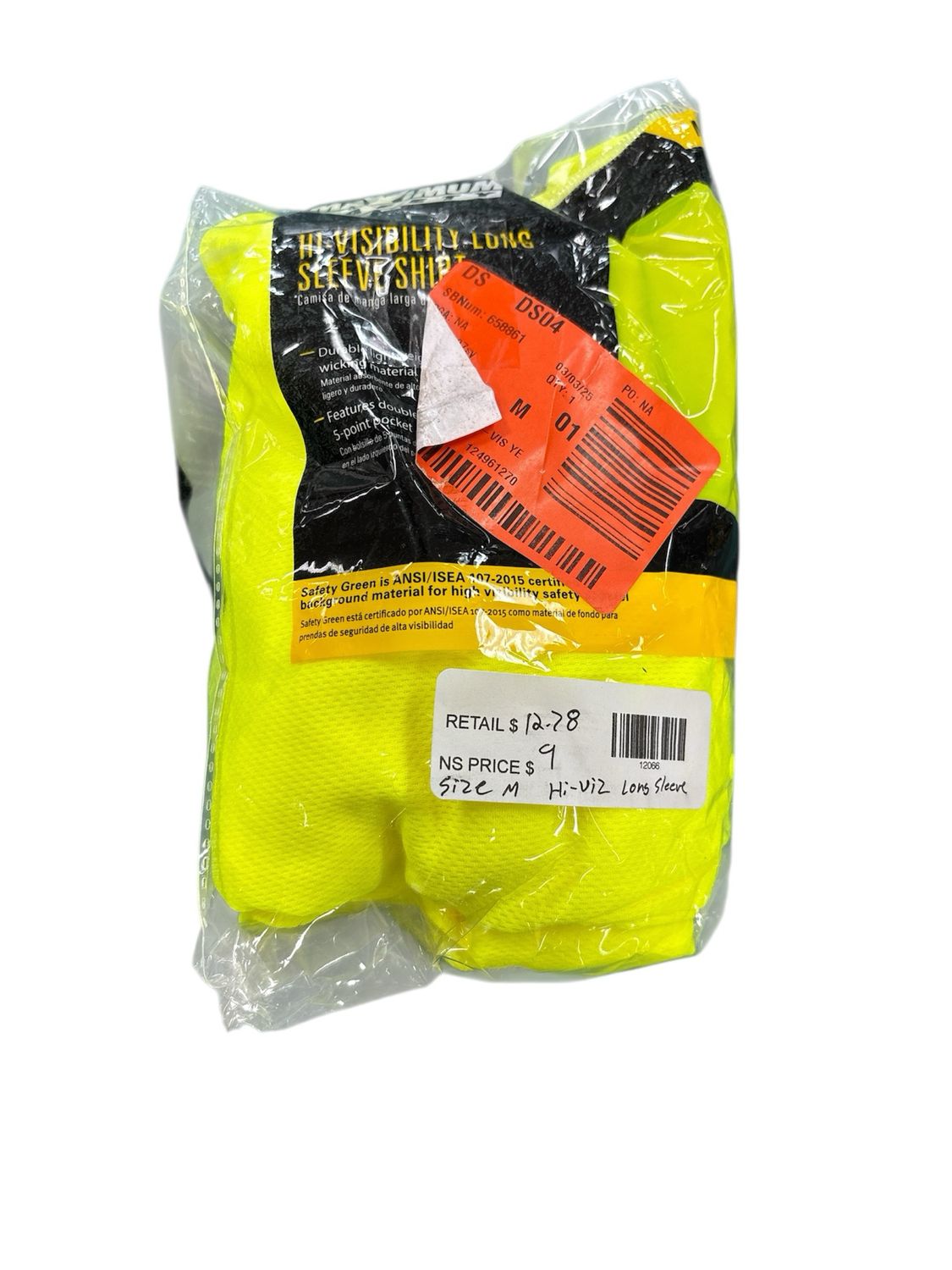 MAXIMUM SAFETY Men&#39;s Medium Yellow High Visibility Polyester Long-Sleeve Safety Shirt MX47406-MCC6