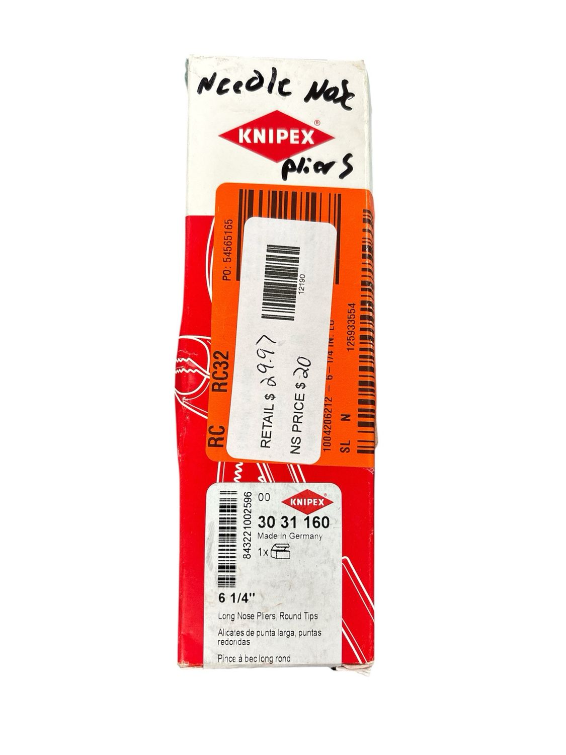 KNIPEX 6-1/4 in. Long Nose Pliers with Round Tips 30 31 160