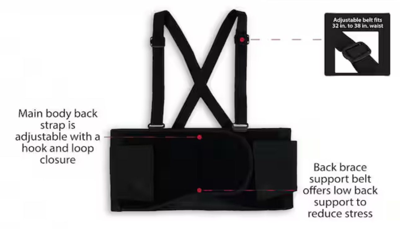 Husky Black Work Back Brace Support Belt Medium HD668607