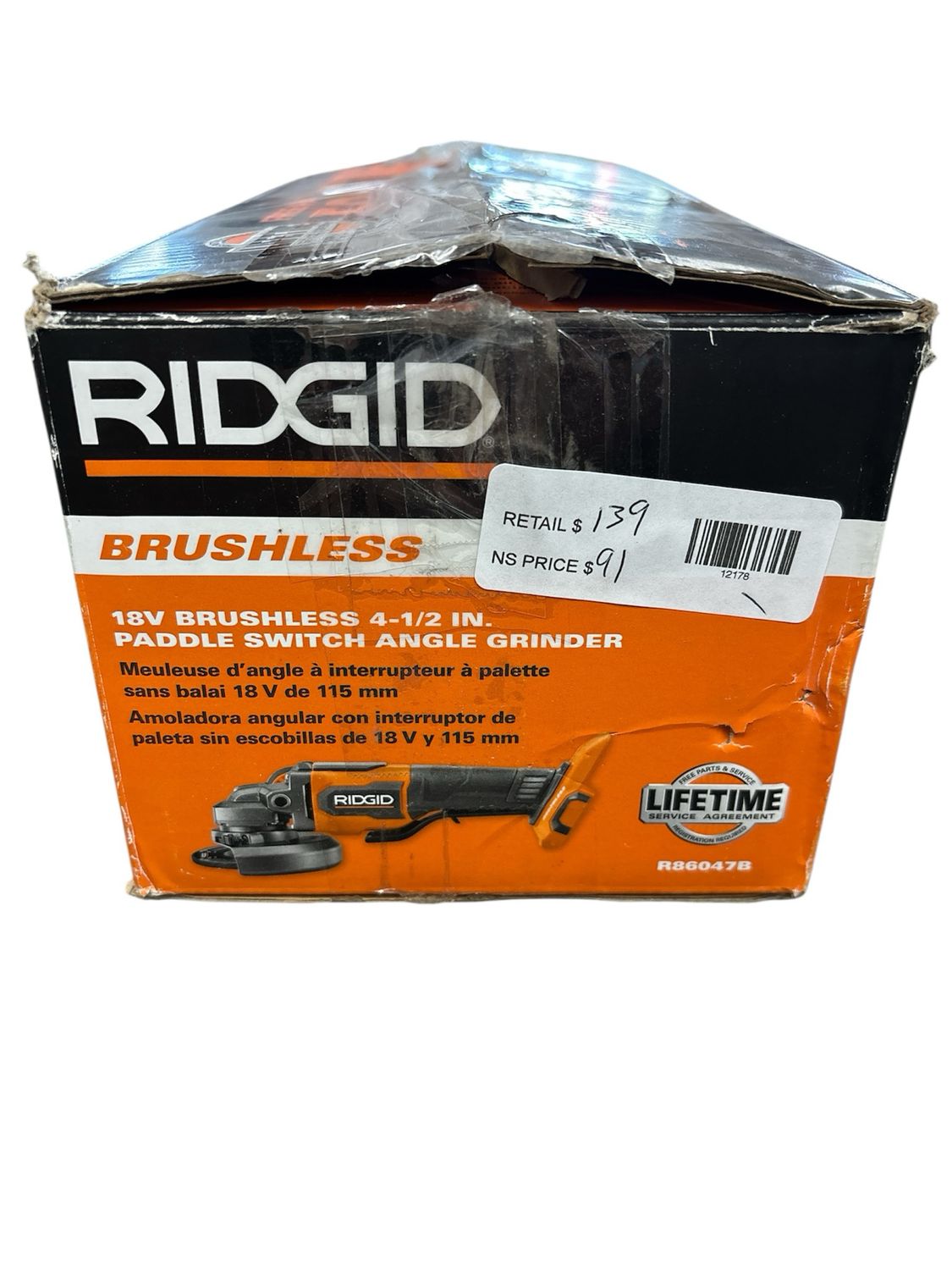 RIDGID 18V Brushless Cordless 4-1/2 in. Paddle Switch Angle Grinder (Tool Only) R86047B