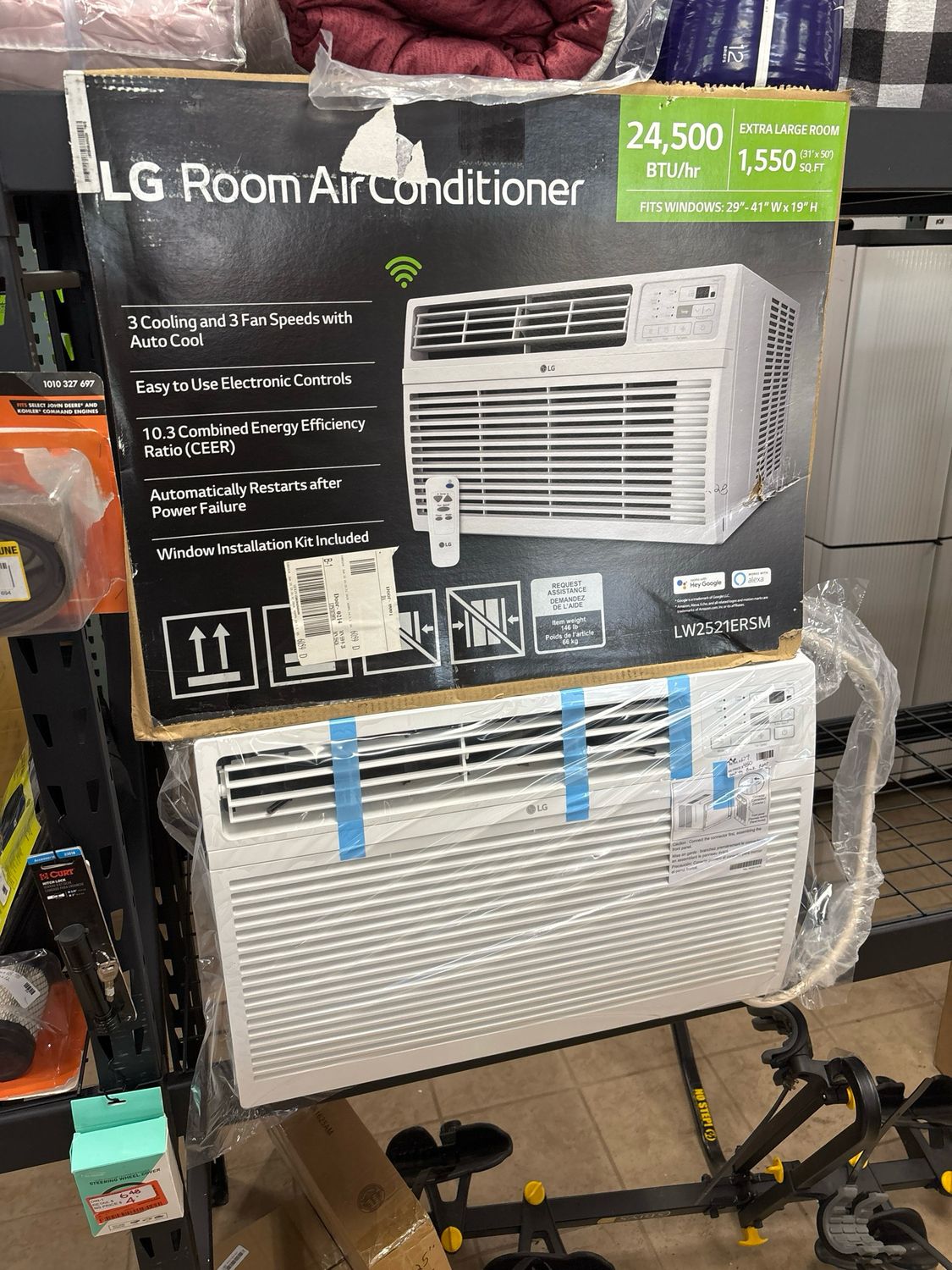 LG 24,500 BTU 230/208V Window Air Conditioner Cools 1550 Sq. Ft. with Wi-Fi, Remote, Dehumidifier and in White LW2521ERSM