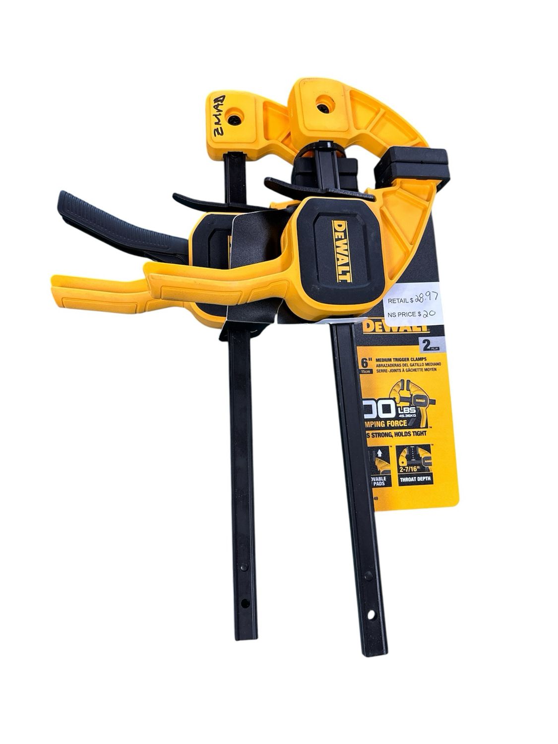 DEWALT 6 in. 100 lbs. Trigger Clamp Set (2 Piece) with 2.43 in Throat Depth DWHT83149