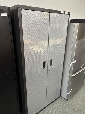 Gladiator Ready-to-Assemble Steel Freestanding Garage Cabinet in Silver Tread (36 in. W x 72 in. H x 24 in. D) GAJG36FDYG .