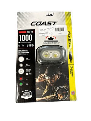Coast RL22R 1000 Lumens Rechargeable Battery LED Power Headlamp 30828