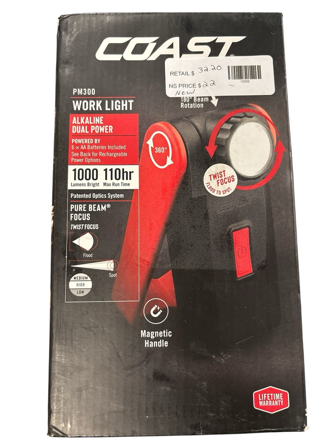 Coast PM300 1000 Lumen Focusing Magnetic LED Pocket-Size Work Light 30042