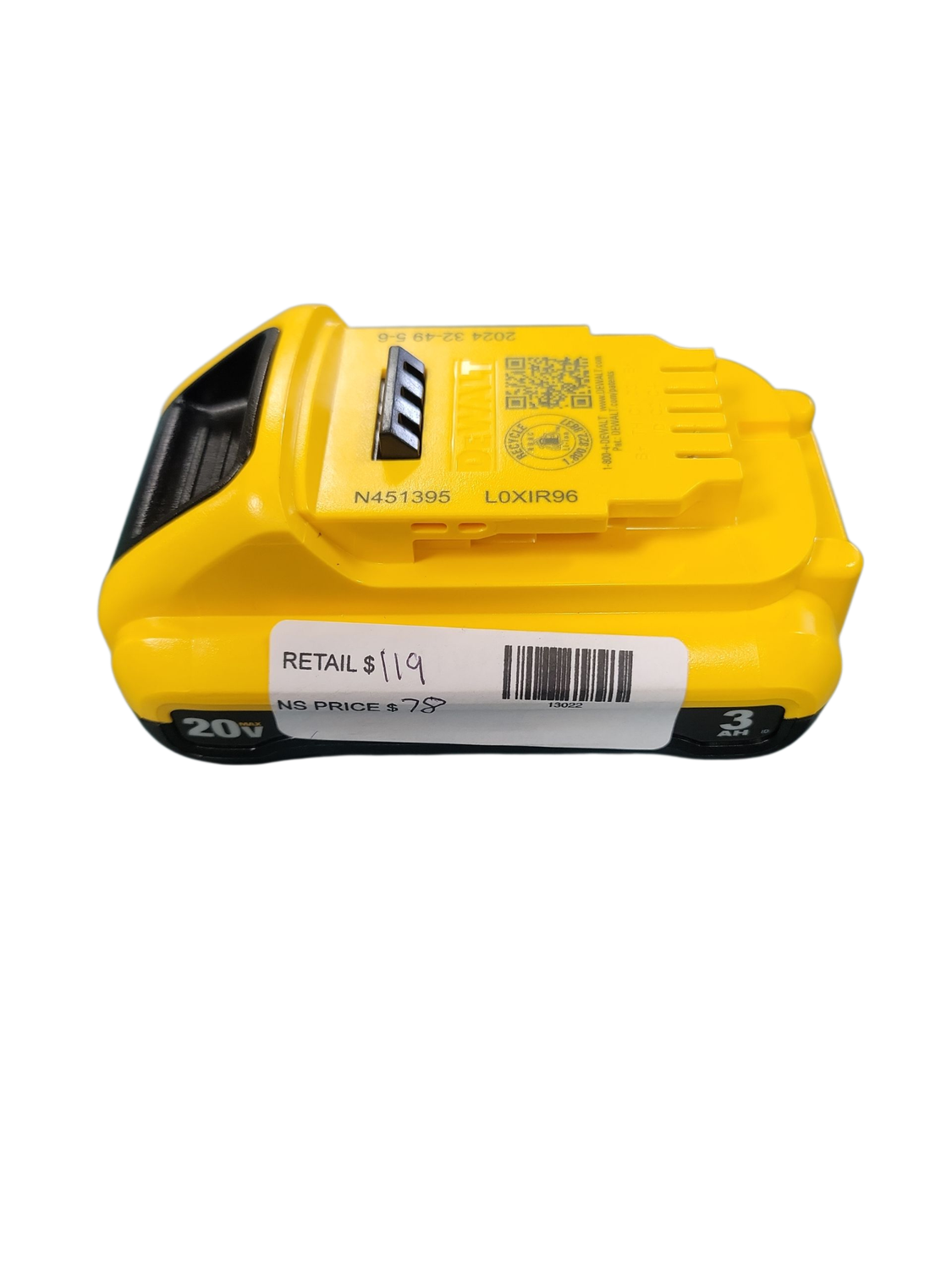 DEWALT 20V MAX Compact Lithium-Ion 3.0Ah Battery Pack DCB230 .