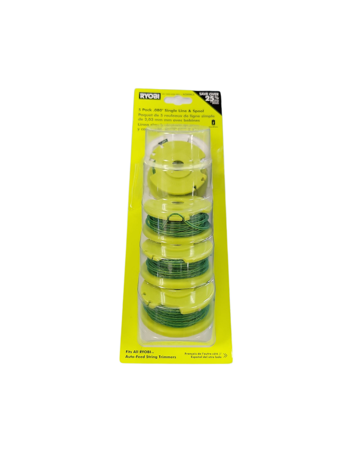 RYOBI 0.080 in. Replacement Auto-Feed Line Spools (5-Pack) AC80RL5     .