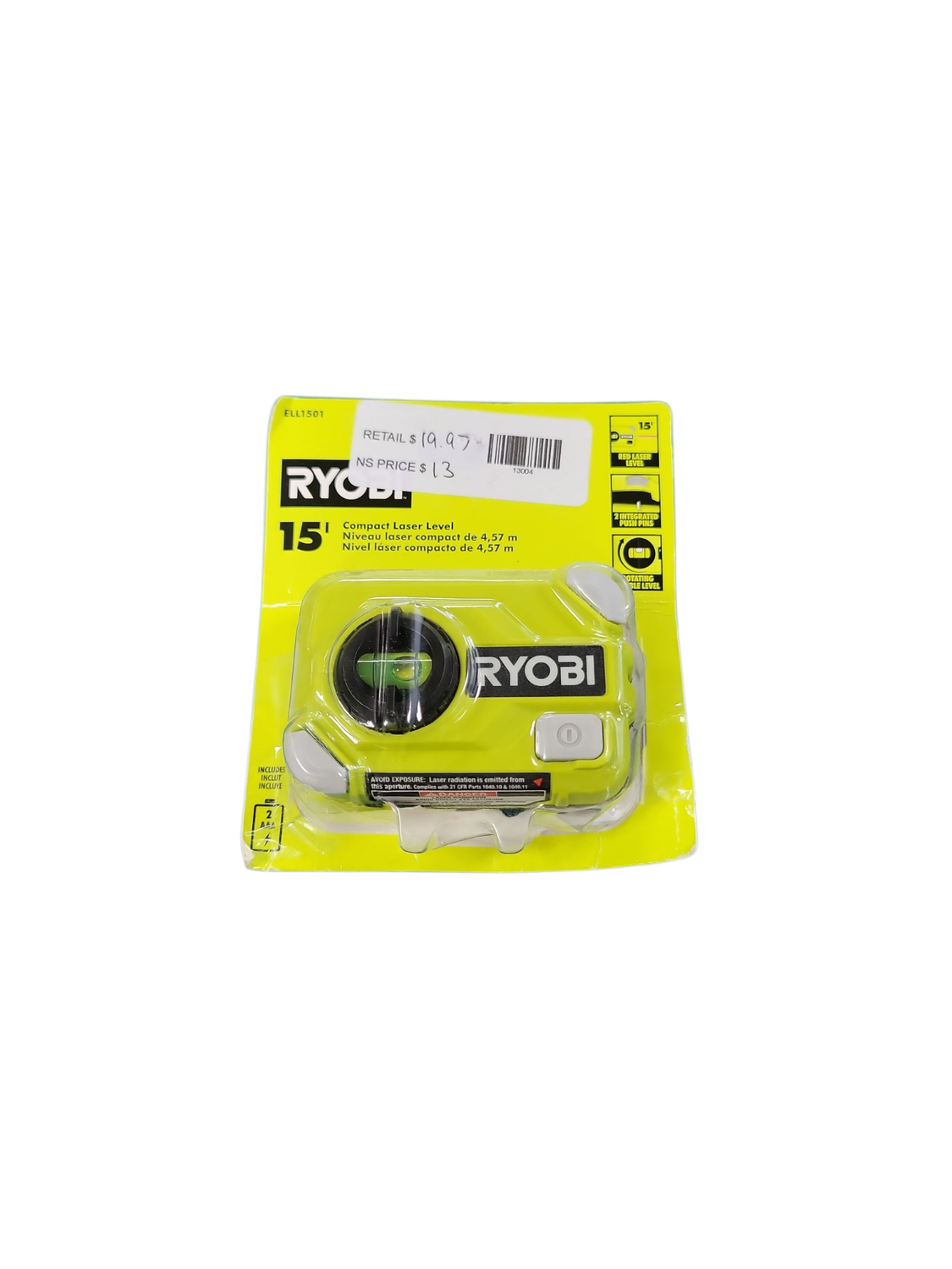 RYOBI 15&#39; Compact Laser Level ELL1501