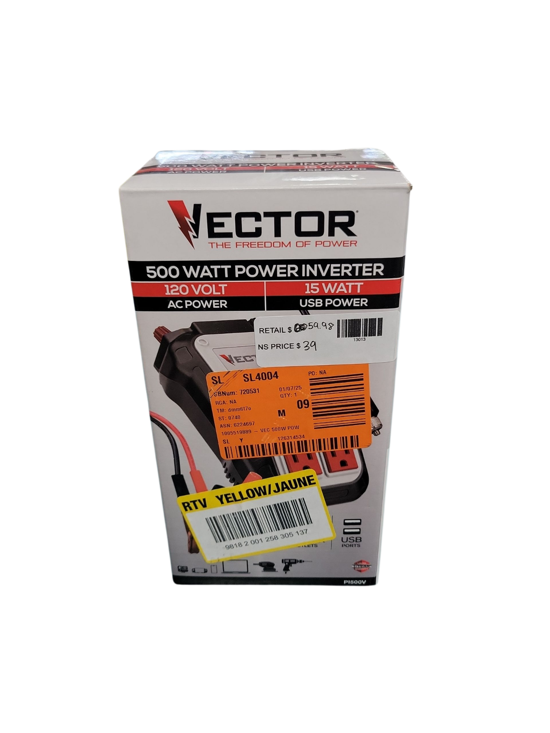 VECTOR 500 Watt Power Inverter, Dual Power Inverter, Two USB Charging Ports PI500V