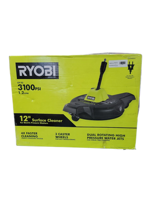 RYOBI 12 in. 3100 PSI Electric Pressure Washer Surface Cleaner with Caster Wheels RY31SC312