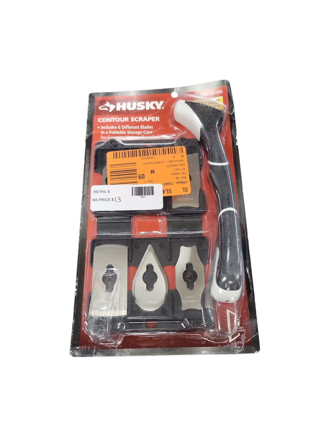 Husky Contour Scraper Includes 6 Different Blades In Folding Storage Case