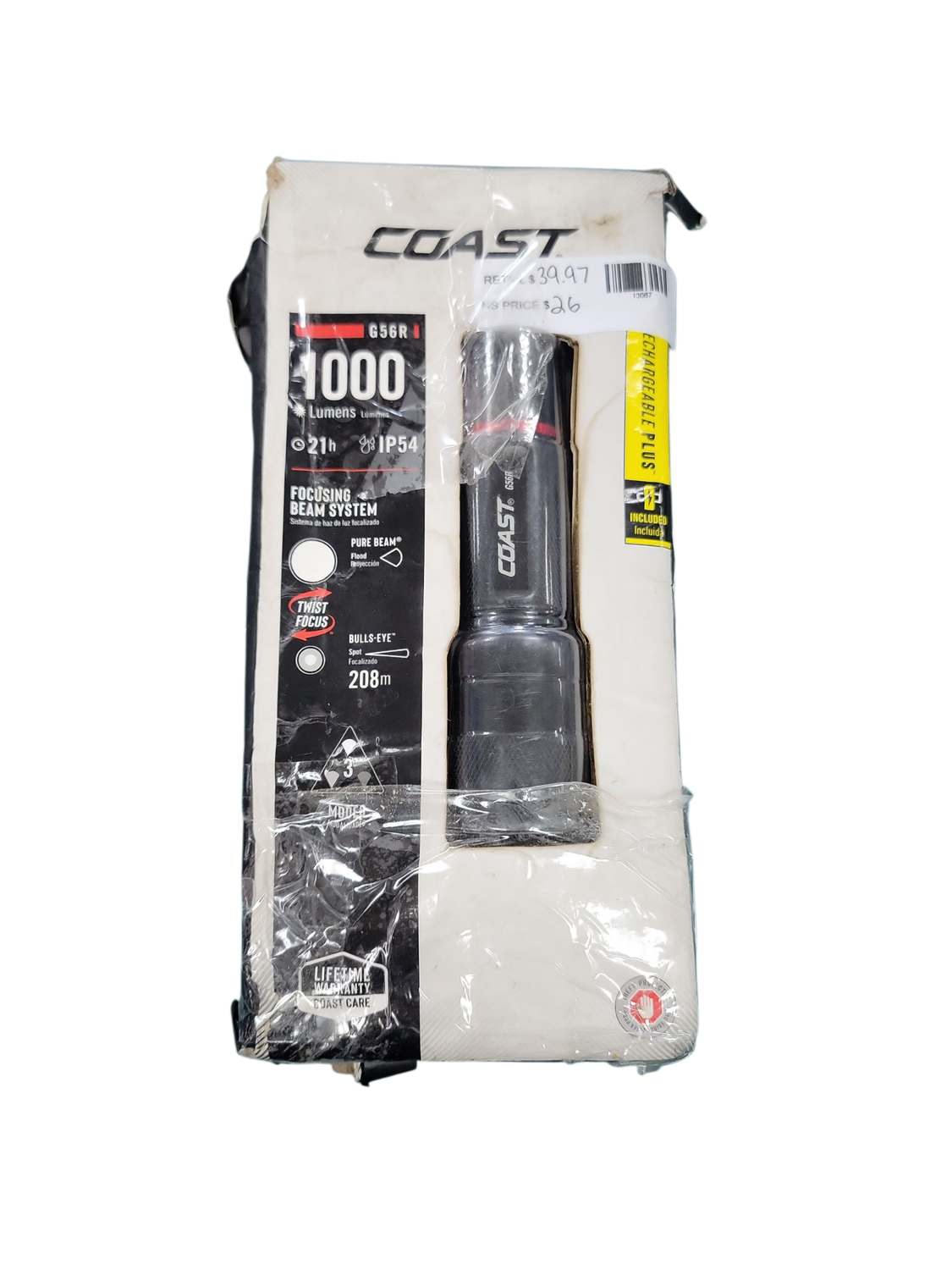Coast G56R 1000 Lumens Rechargeable Plus Handheld Flashlight 30817