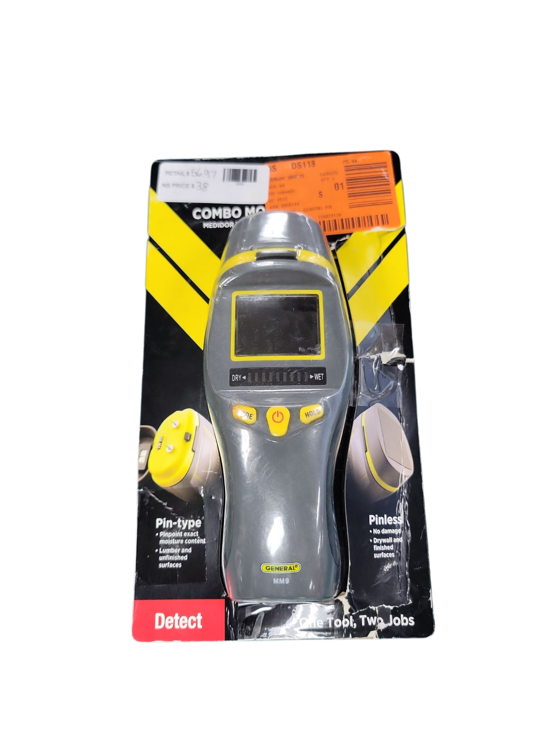 General Tools Combo Pin and Pinless Moisture Meter for Water Damage and Mold Prevention MM9 .