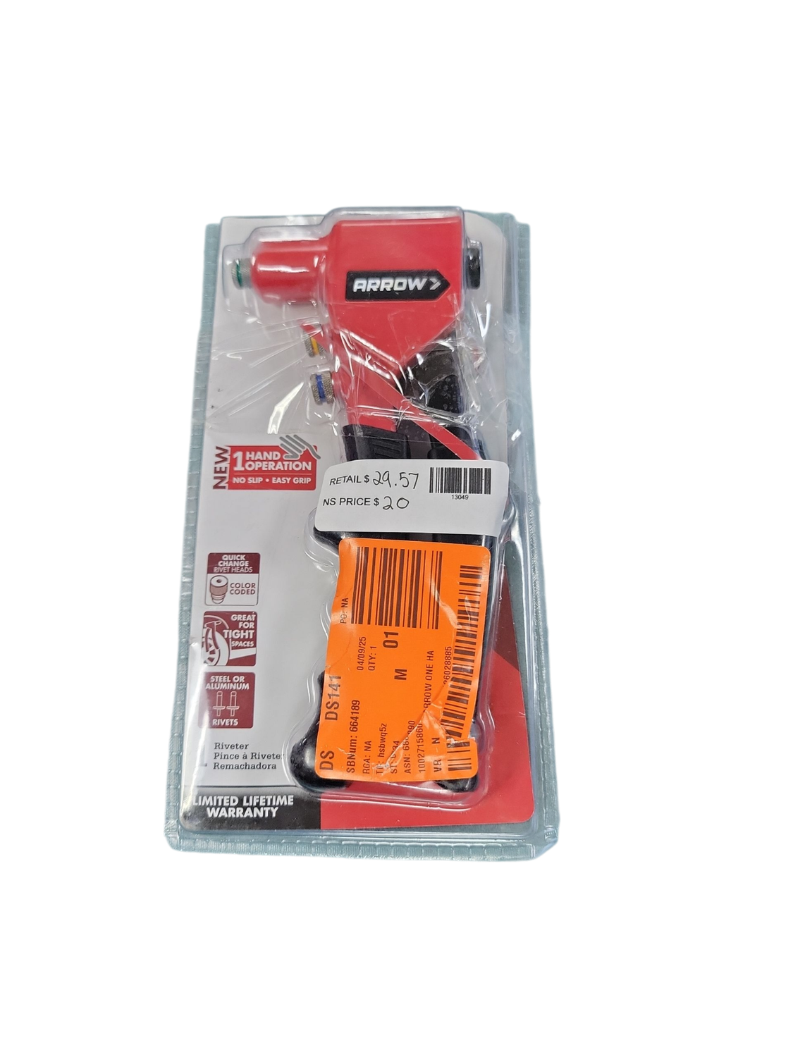 Arrow One Hand Rivet Tool RT187M   .