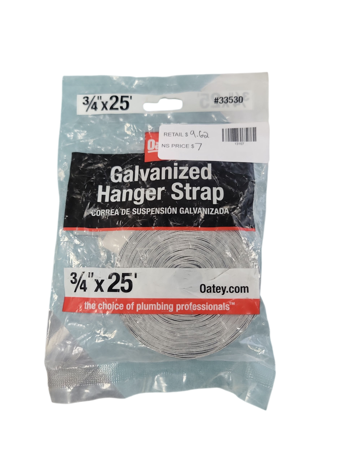 Oatey 3/4 in. x 25 ft. 28-Gauge Galvanized Pipe Hanger Strap 33530