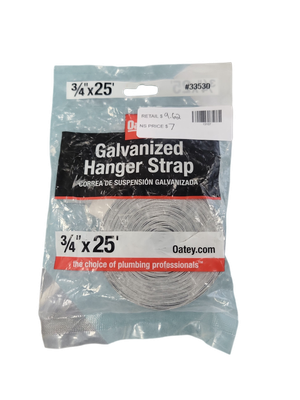 Oatey 3/4 in. x 25 ft. 28-Gauge Galvanized Pipe Hanger Strap 33530