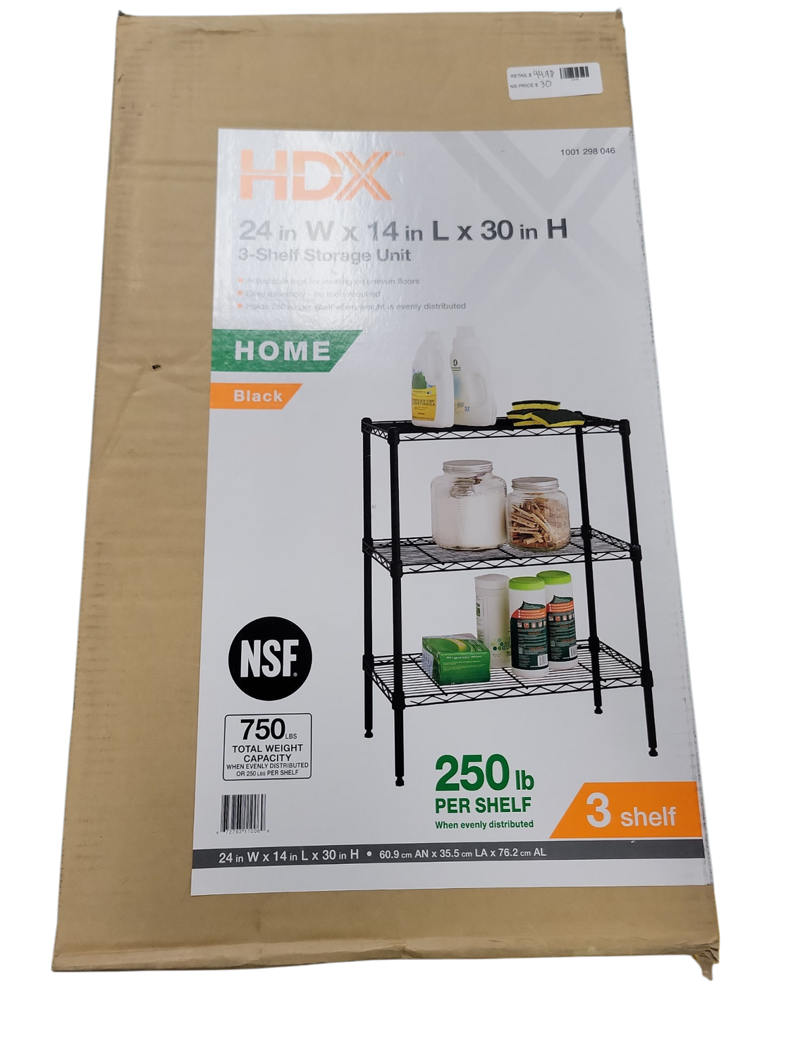 HDX 3-Tier Steel Wire Shelving Unit in Black (24 in. W x 30 in. H x 14 in. D) 31424BPS