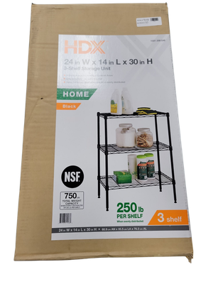 HDX 3-Tier Steel Wire Shelving Unit in Black (24 in. W x 30 in. H x 14 in. D) 31424BPS